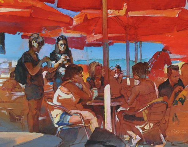 People in the cafe painting - oil painting