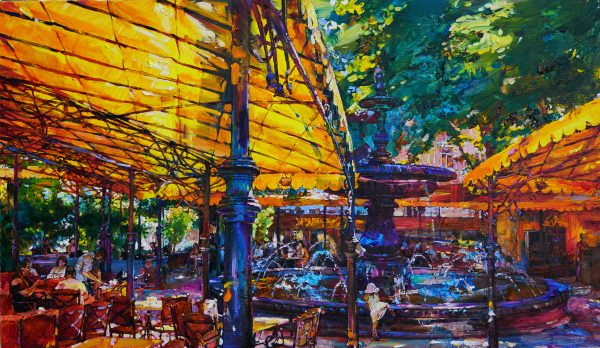 Kyiv by Ukrainian artists, cafe painting of ukrainian artist, restaurant painting, cityscape of Kyiv