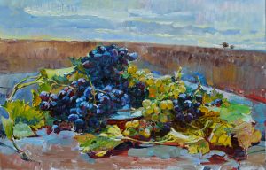 Картина маслом - синий виноград