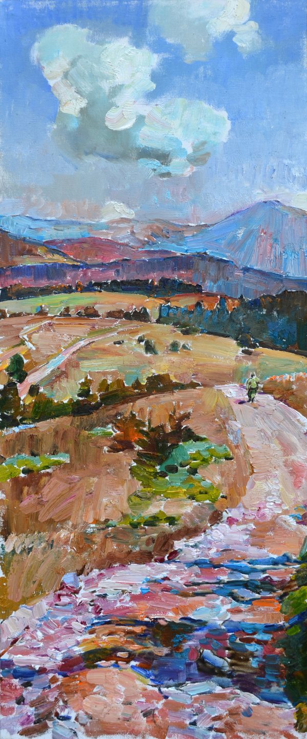 Картина українського художника Карпати, сучасний гірський пейзаж олією, Карпати картина олійними фарбами
