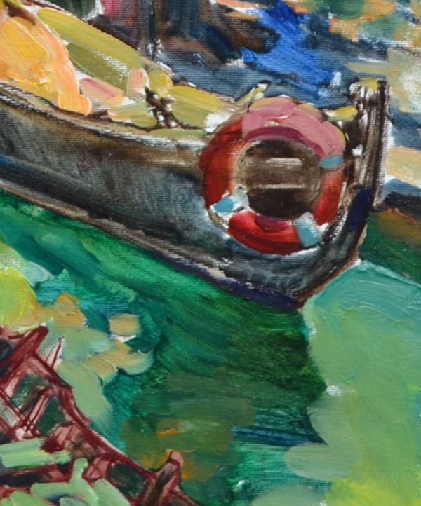 Рыбацкие лодки  современная картина маслом