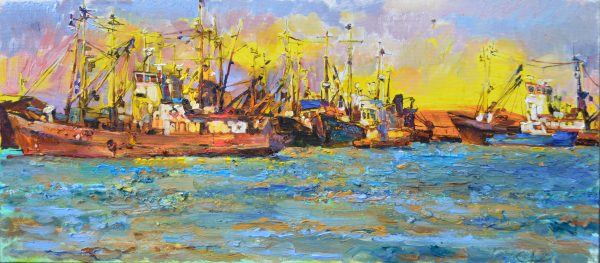 Корабли на рассвете - картина украинского художника