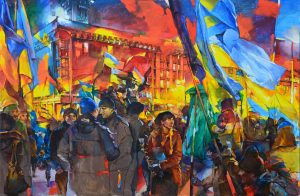 Картина маслом " Майдан Незалежності, початок січня 2014"