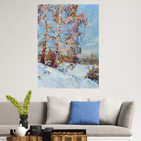 Картина зима в інтур'єрі, картина пейзаж зима, картини сніг