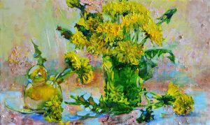 Картина українського художника Кульбаба, маленькі картини з квітами, сучасна картина квіти