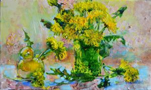 Still life dandelions - oil painting