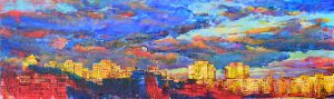 Картина українського художника Київ, Київ в українському живописі, картина захід сонця, картина хмари