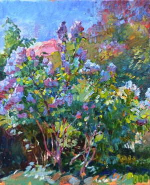 Lilac bush, lilac garden, Kutsachenko A, lilac by Ukrainian artists